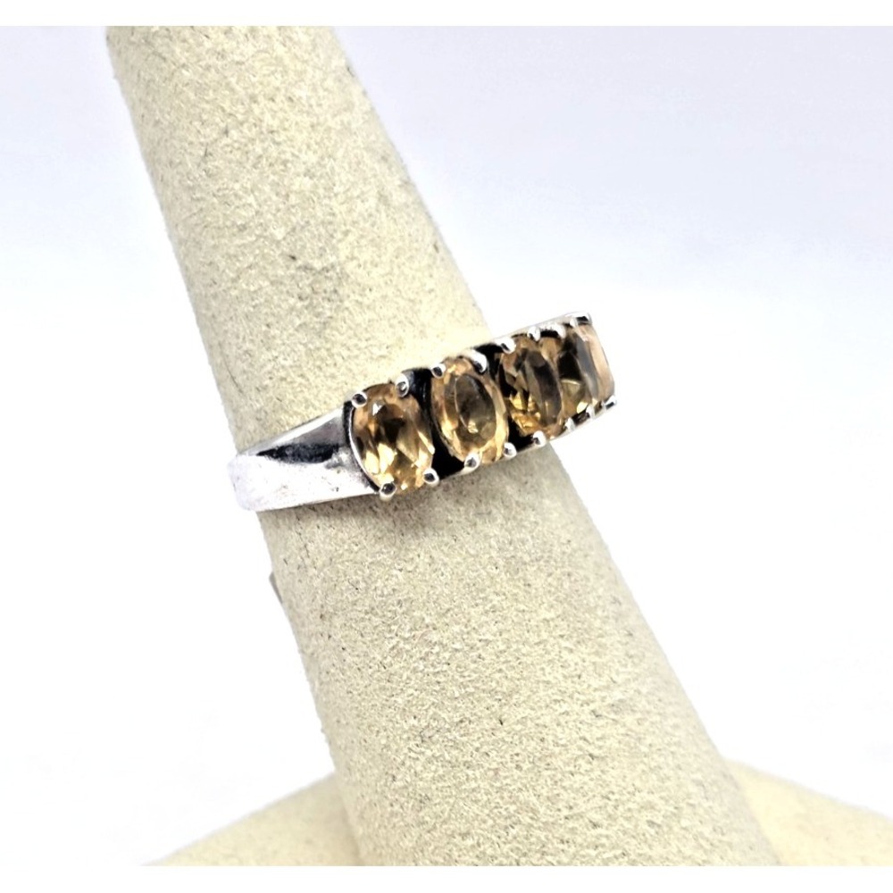 Citrine 5 Stone Cluster Ring Womens‎ Size 7 Sterling Silver 925 Eternity NWT